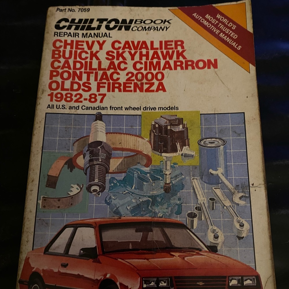 Chilton Repair Manual Chevy Cavalier, Buick Skyhawk 1982-87 part no 7059